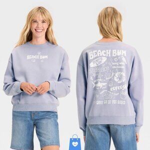 XL - Womens Beach Bum Graphic Sweatshirt - Blue